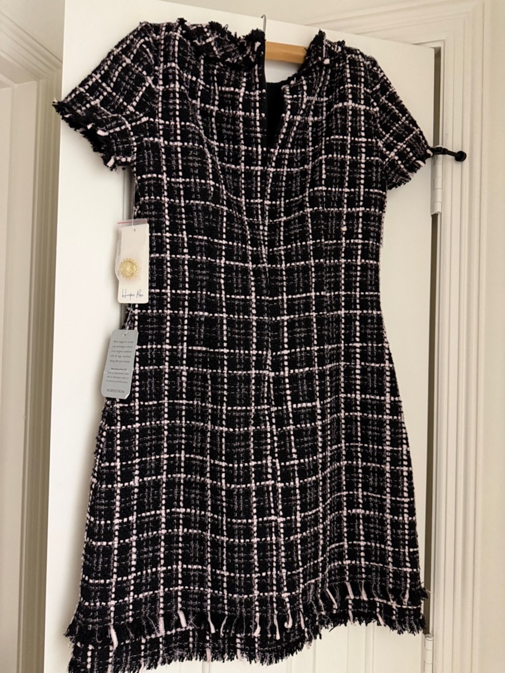 Brand new Harper Rose black and pink Tweed Mini Dress with Fringe Trim - Picture 4 of 4